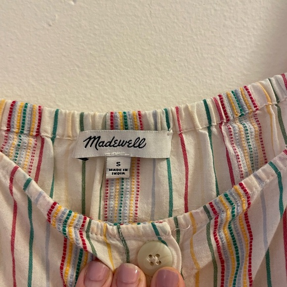 Madewell Multicolored Straight Neck Striped Linen Tank Top - Picture 5 of 6